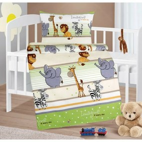 Bellatex Baby pościel z krepy Agata Safarizielona, 90 x 135 cm, 45 x 60 cm