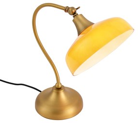 Klasyczna lampa stołowa z brązu z pomarańczowym szkłem opalowym - Clerk klasyczny/Antyczny Oswietlenie wewnetrzne