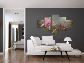 Obraz - Martin Johnson Heade, Cattleya Orchid and Three Hummingbirds, reprodukcje (125x70 cm)
