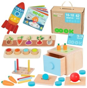 Tooky toy box pudełko xxl montessori edukacyjne 7w1 sensoryczne 16-18 mies.
