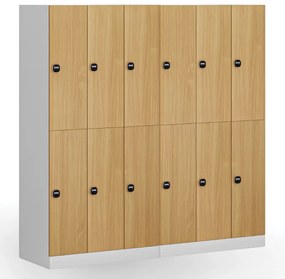Szafka skrytkowa S1, 6 schowków, 1850 x 900 x 500 mm, demontaż, zamek RFID, drzwi laminowane, buk