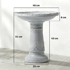 Outsunny Poidło dla ptaków z żywicy, zewnętrzne, okrągłe, 51 cm, imitacja kamienia, stojący karmnik, szare | Aosom PL