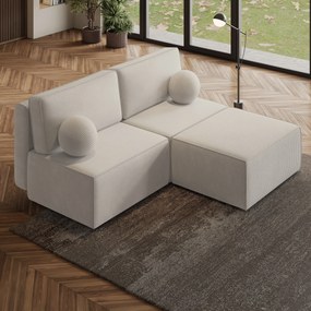 Masseno Narożnik VARNA z funkcją spania i pojemnikiem na pościel Narozniki L, Rozkładana sofa - Kremowy, POSO 100