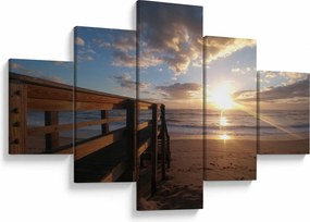 Obraz molo, plaży i morza (125x70 cm)