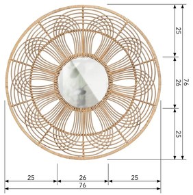 Lustro ścienne z bambusową ramą ø 76 cm Obi – Basiclabel