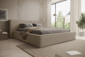 Łóżko tapicerowane Molino 160x200 z pojemnikiem - beżowy welur Castel 15