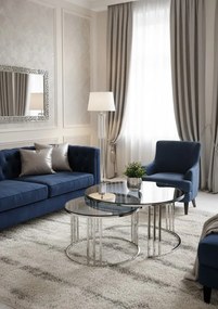 Zestaw srebrnych okrągłych stolików kawowych H2-R12