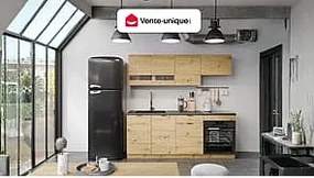 Zestaw mebli kuchennych - 200 cm - 6 elementów - Naturalny i Antracytowy - CARMEO
