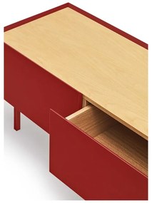 Czerwona szafka pod TV w dekorze dębu 180x45 cm Arista – Teulat