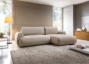 Masseno Narożnik ZEST z funkcją spania i pojemnikiem na pościel Narozniki L, Rozkładana sofa - Beżowy, PUENTE 16