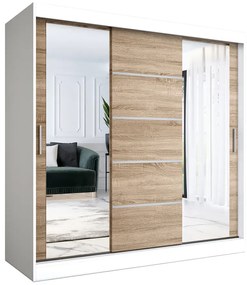 Szafa przesuwna 200 cm biały + dąb sonoma - Ebia 6X