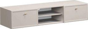 Szafka RTV wisząca Lorini 150 cm z szufladami - kaszmir / złote uchwyty