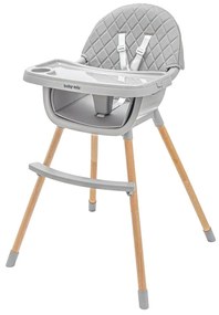 Baby Mix Krzesełko do karmienia Freja wooden, szary