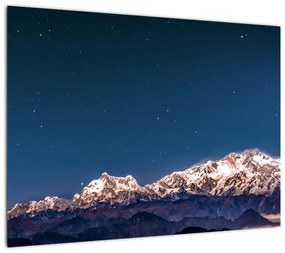 Obraz na szkle - góry i nocne niebo (70x50 cm)