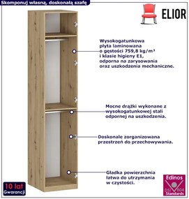 Korpus szafy z dwoma drążkami 50 cm dąb artisan - Jonix 6X
