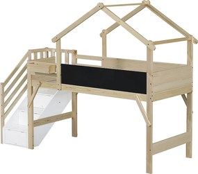 Łóżko piętrowe 90 x 200 cm – sosna – białe i naturalne – materac nie jest wliczony w cenę