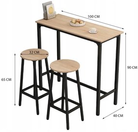 Zestaw barowy stół kuchenny + 2 krzesła hoker