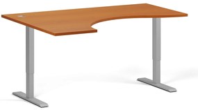Ergonomiczne biurko z regulacją wysokości, 160x120 cm, 2 silniki, L/P, szara podstawa, czereśnia