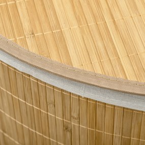 HOMCOM 55L Kosz na bieliznę z pokrywą, uchwytem, sorter prania z wymiennym workiem na pranie dla łazienki, bambus, naturalny