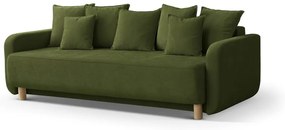 Zielona rozkładana sofa ze schowkiem 231 cm Elen – Micadoni