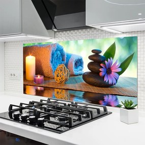 Panel Szklany Atmosfera Spa: Świece i Kwiaty