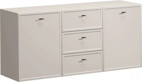 Komoda wisząca Lorini 150 cm z szufladami - kaszmir / czarne uchwyty T-bar