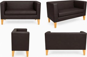 Sofa Monaco : Kolor nogi - Drewno, Kolor tkaniny - EKO-SKÓRA - 19D, Typ tkaniny - Eko-skóra , Wysokość nogi - 20 cm