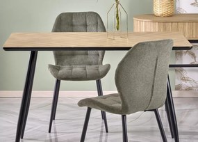 Nowoczesny stół Empori 120x80 cm prostokątny z trwałym blatem MDF w naturalnej okleinie, czarne nogi