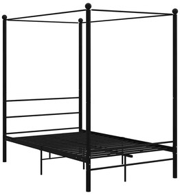 Czarne łóżko z baldachimem z metalu 120x200 cm - Aveiro