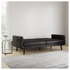 Czarna rozkładana sofa z imitacji skóry 200 cm Nola – Støraa