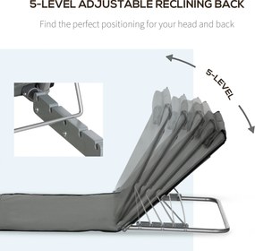 Outsunny Zestaw 2 mat plażowych, regulowany, składany, 124Dł x 53Szer x 37-50Wys cm, Szary