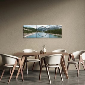 Obraz górskiego krajobrazu (z zegarem) (90x30 cm)