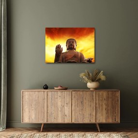 Obraz - Budda z czerwonym i żółtym tłem (70x50 cm)