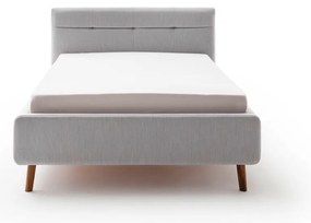 Jasnoszare tapicerowane łóżko dwuosobowe ze schowkiem i stelażem 140x200 cm Lotte – Meise Möbel