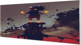 Panel szklany do Kuchni Postać wyłaniająca się z Dymu i Ognia