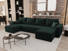 BEDANTE narożnik w kształcie U HEWLET U BIS Zoom 10 Dunkelgrün z funkcją spania sofa w kształcie litery U z pojemnikiem na pościel