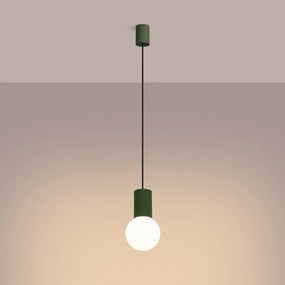Lampa wisząca HALO 1 zielona oliwka ryflowana SOLLUX  LIGHTING