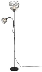 Czarna lampa stojąca z metalowym kloszem (wys. 180 cm) Haval – Trio