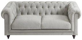Kanapa 3-osobowa chesterfield z jasnoszarą tapicerką - CRONEL
