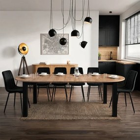 Stół Okrągły Rozkładany JAMES 103-223 cm Dąb Craft/Czarny Loft