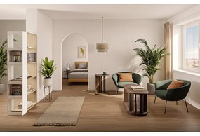 Biały regał z blatem w dekorze dębu 90x188 cm Ella – TemaHome