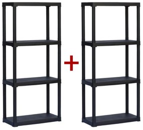 Regał plastikowy TEMPO 1+1 GRATIS, 1330x600x300 mm, 4 półki