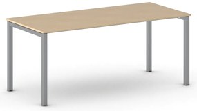 Stół konferencyjny do biura PRIMO SQUARE, 180x80 cm, szaro-srebrna podstawa, buk