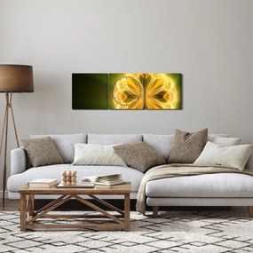 Obraz żółtego kwiatu (z zegarem) (90x30 cm)