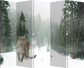 Parawan - Lampart na śniegu (210x170 cm)