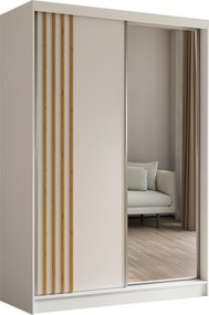 Szafa Przesuwna NELVIA 150 cm z Lustrem Szafa Dwudrzwiowa Biała
