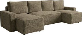 Rozkładana sofa narożna w kształcie U SMART BOUCLE 303x143 cm, ciemnobeżowa