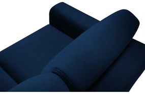 Niebieski aksamitny rozkładany/ze schowkiem narożnik Kyoto – Cosmopolitan Design