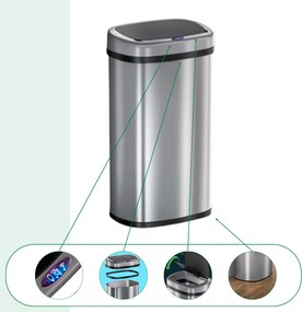 Kosz na śmieci DEUS z czujnikiem, 58 litrów, srebrna Jurhan