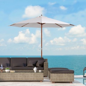 PARASOL OGRODOWY Z KORBKĄ DREWNIANY BALKONOWY Φ2.7M TOPOLA Kremowy | Aosom PL